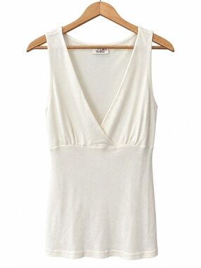 Vintage Y2K Michael Stars Cream Shimmer Wrap Tank Top Festival Small
